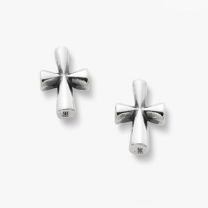 Retired James Avery Sterling Silver St. Teresa Cross Stud Earrings